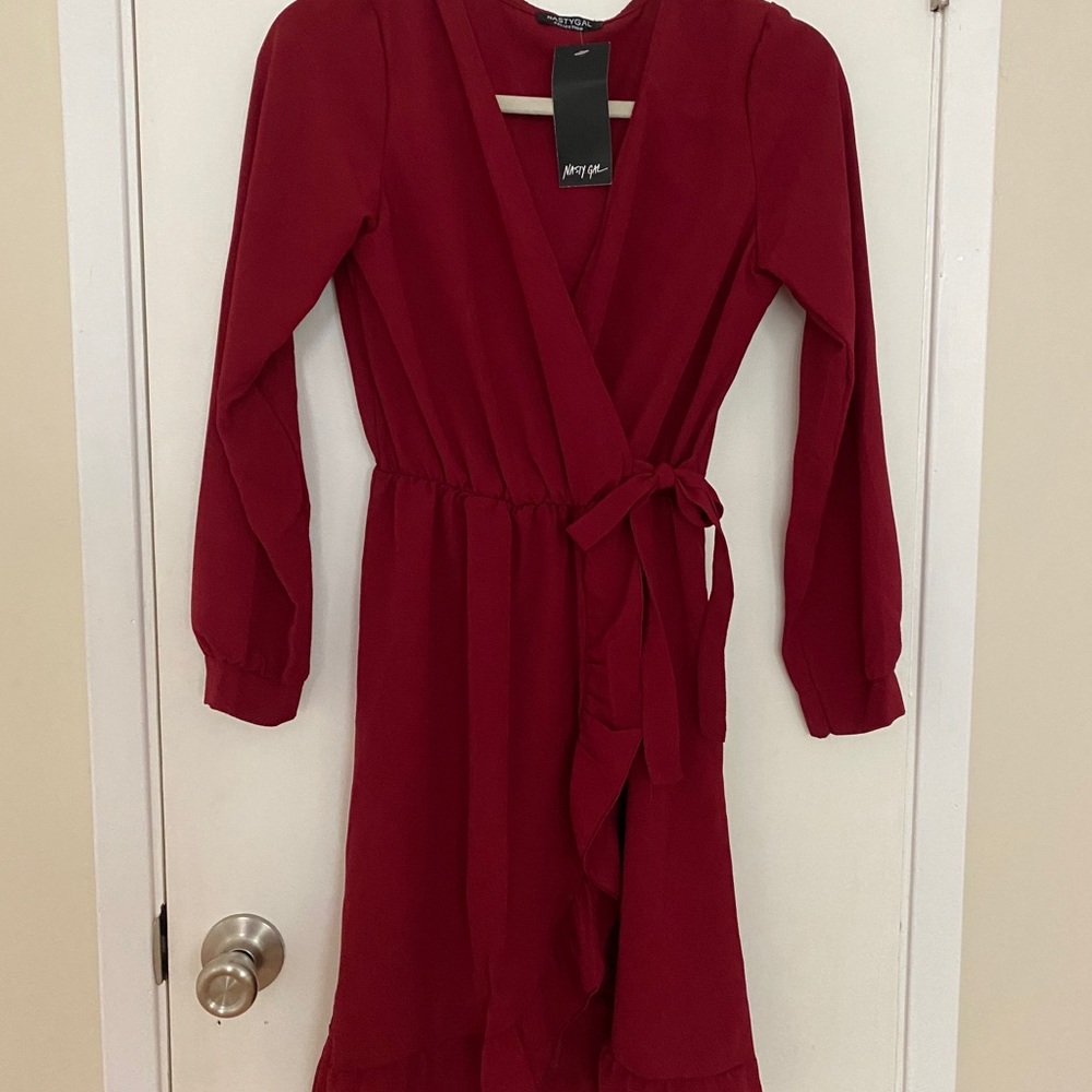 💖3 for $20💖 Nasty Gal Red Faux Wrap Dress